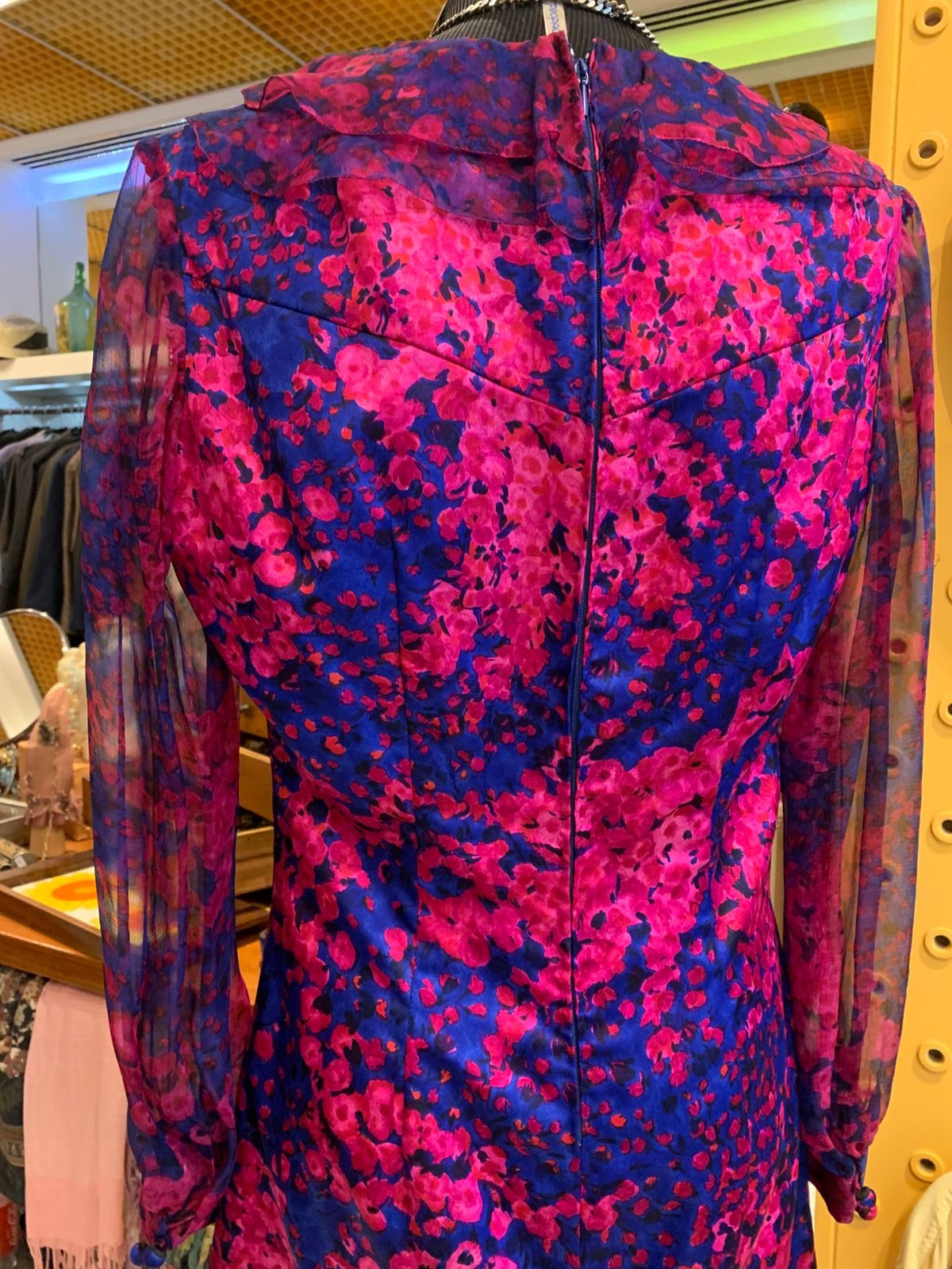 Vestido anos 70 Rosa e Roxo