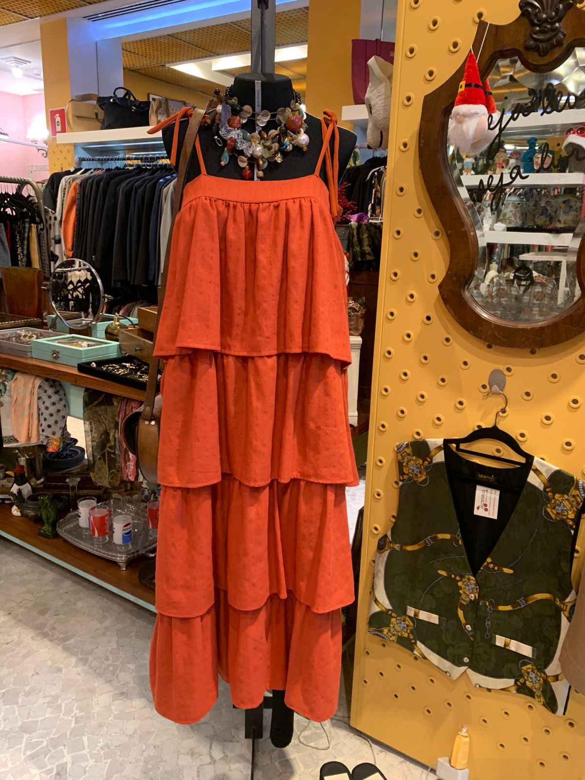 Vestido longo laranja