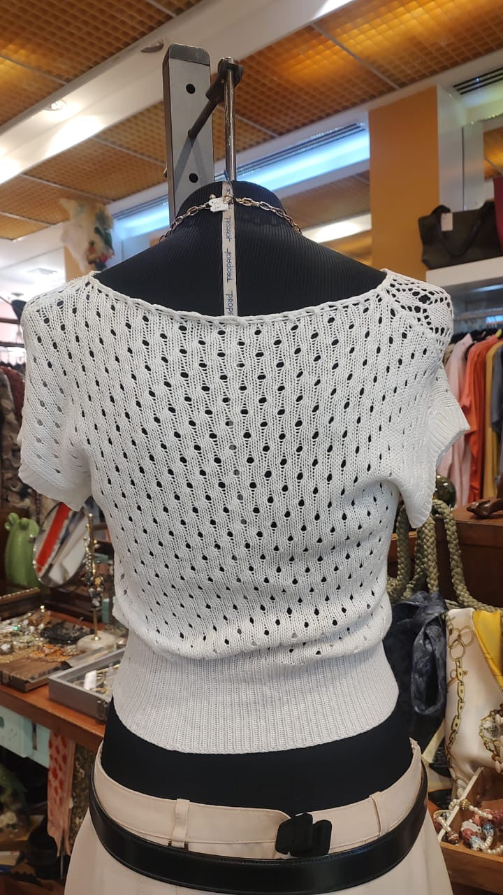 Blusa de tricô branco