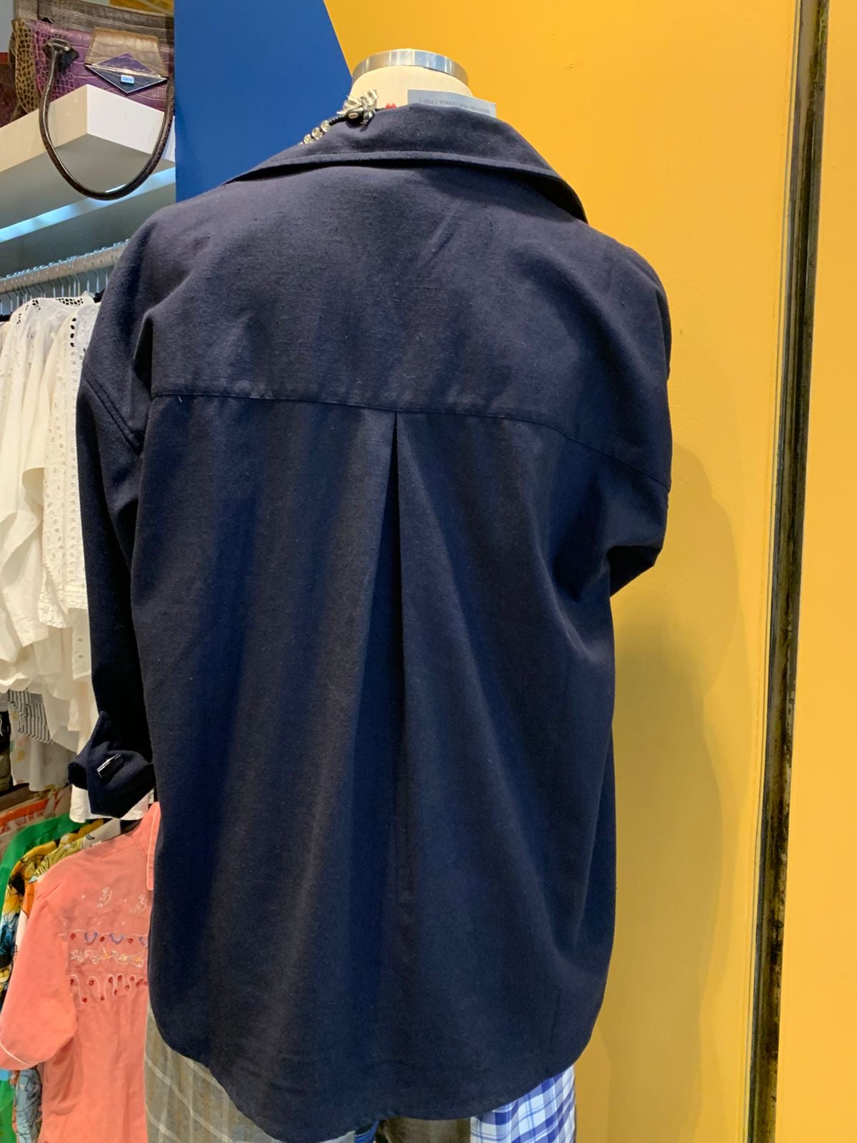 Camisa de linho azul marinho