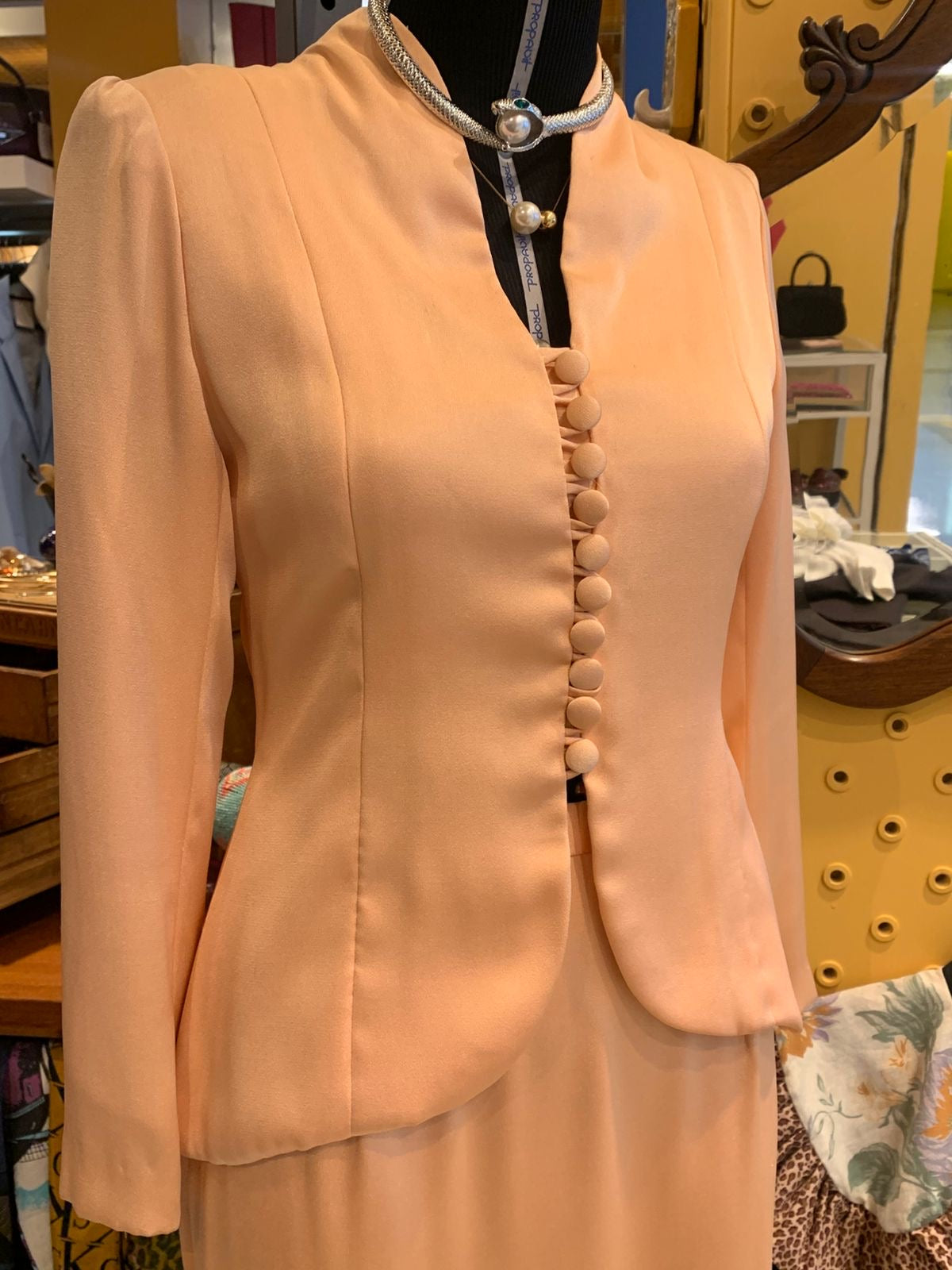 Conjunto de cetim cor salmão