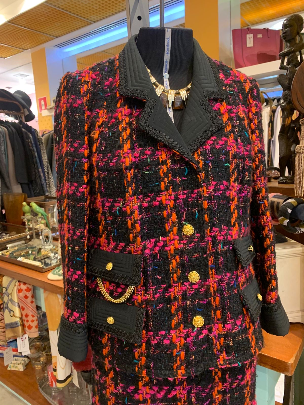 Conjunto de tweed vermelho