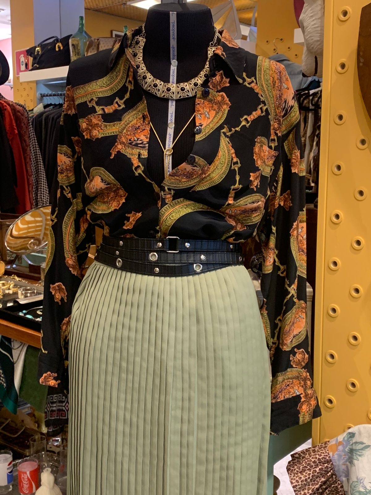 Camisa vintage preta estampada