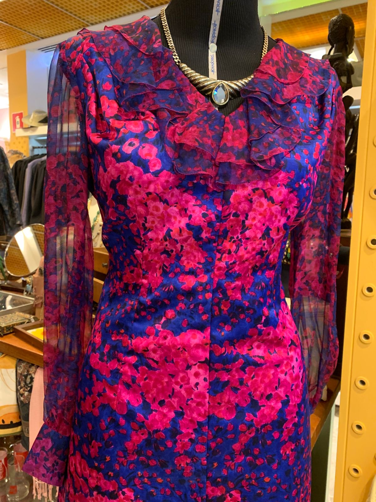 Vestido anos 70 Rosa e Roxo