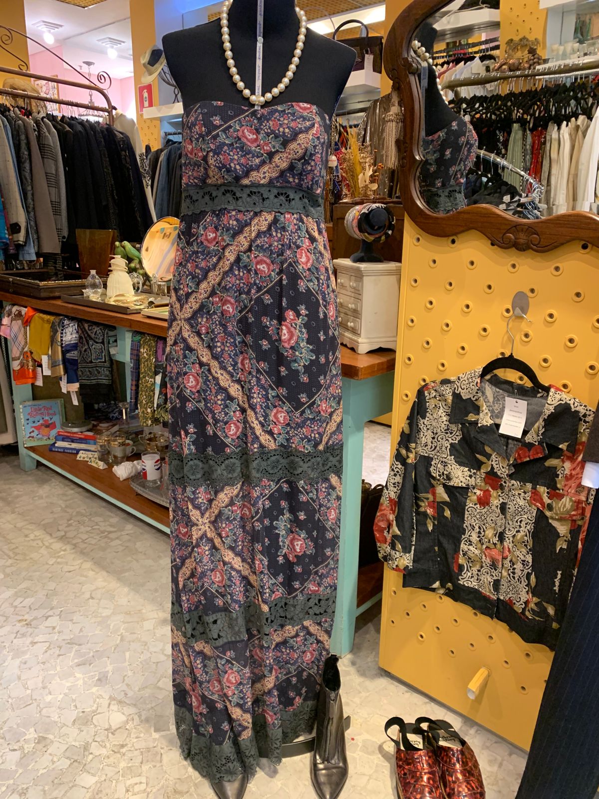 Vestido de seda longo Daslu