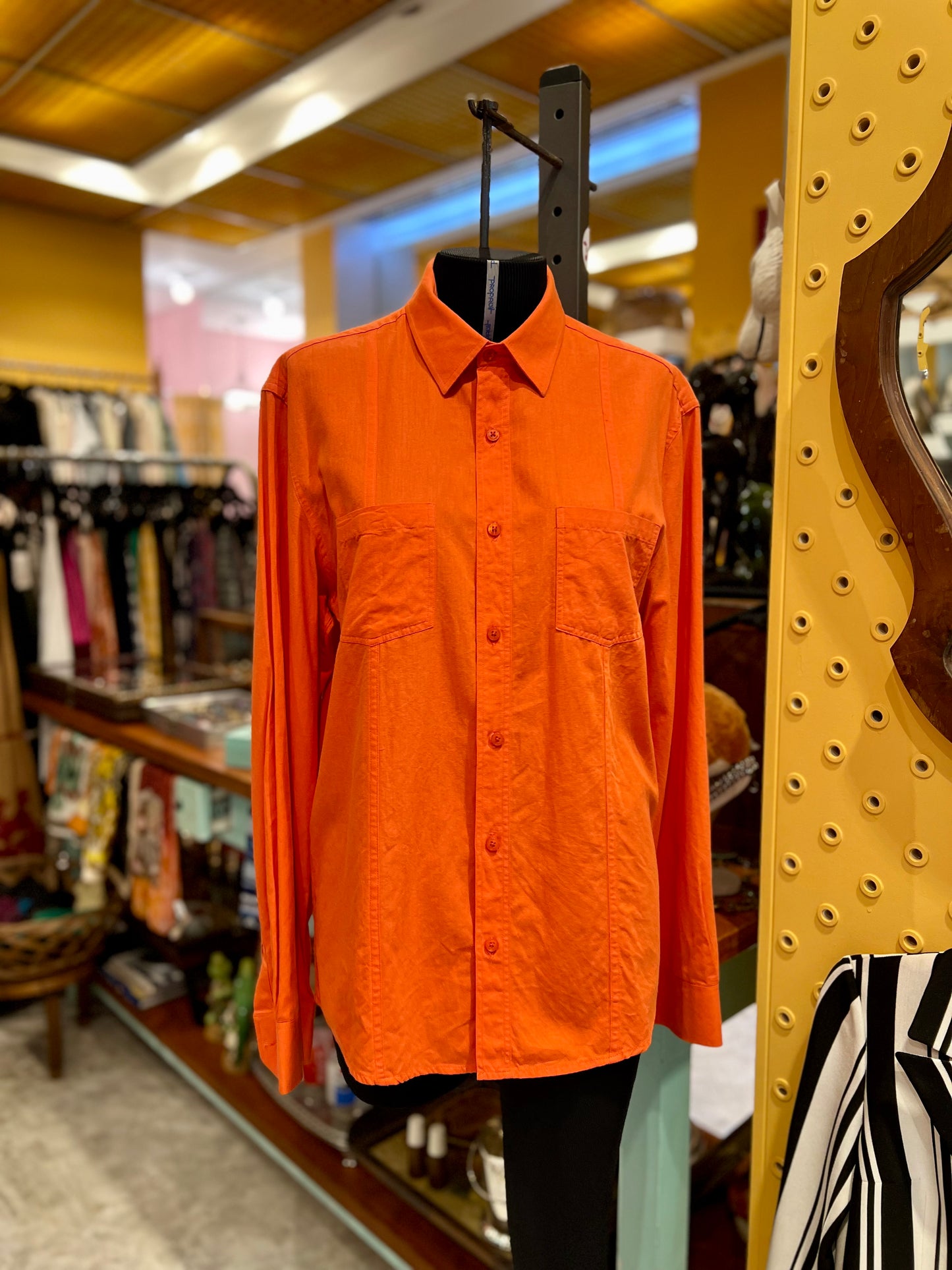 Camisa laranja manga longa Slim Fit