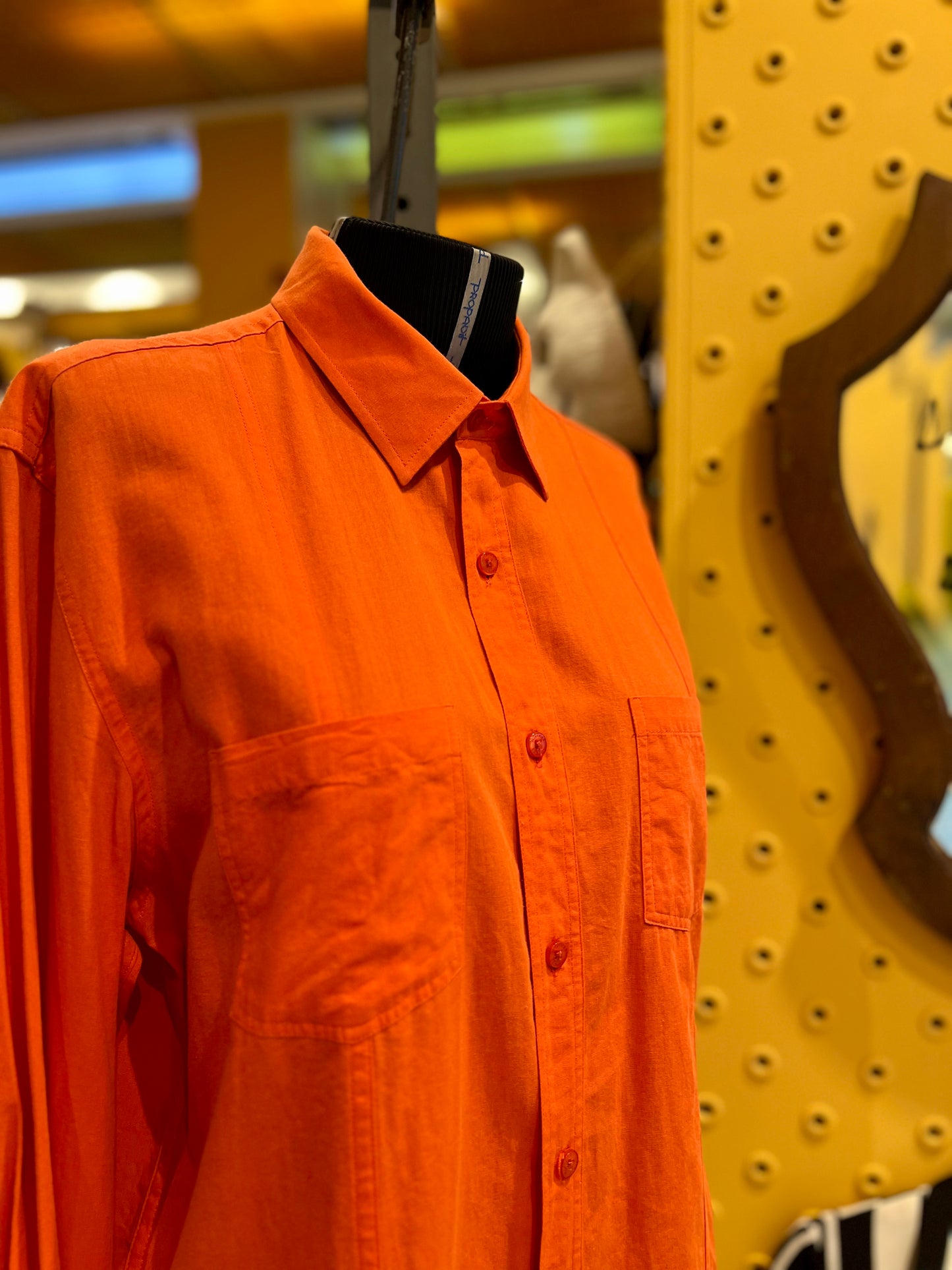 Camisa laranja manga longa Slim Fit