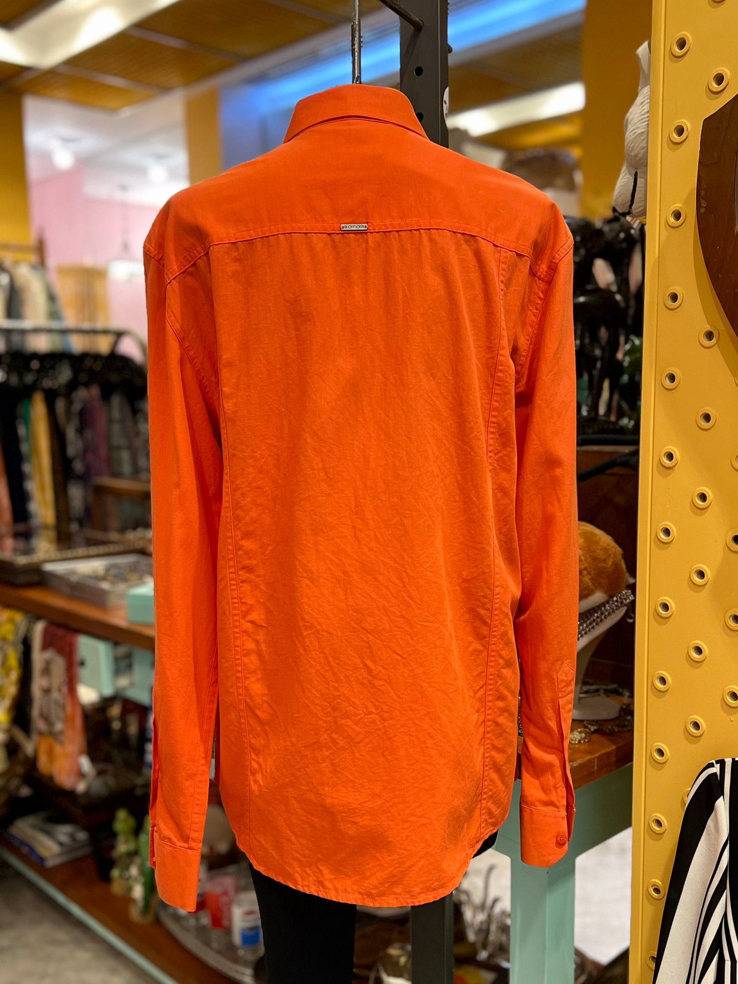 Camisa laranja manga longa Slim Fit