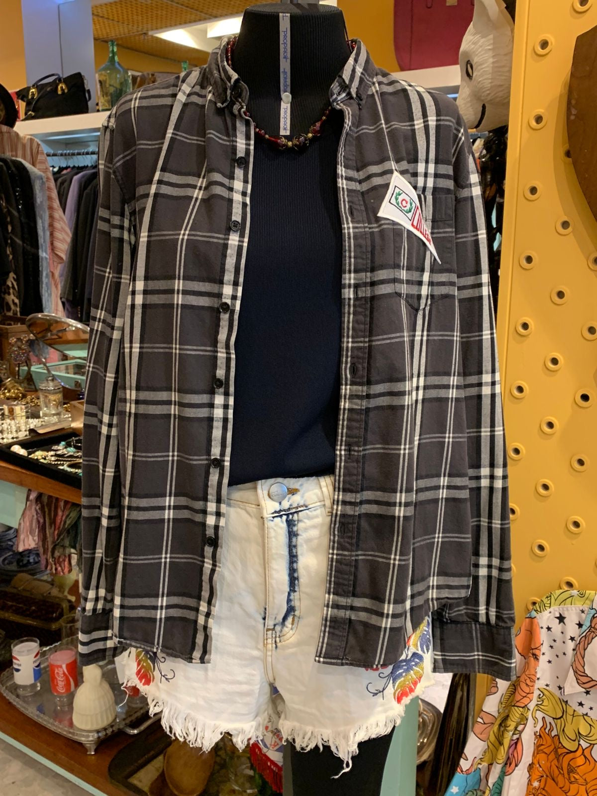 Camisa xadrez preta