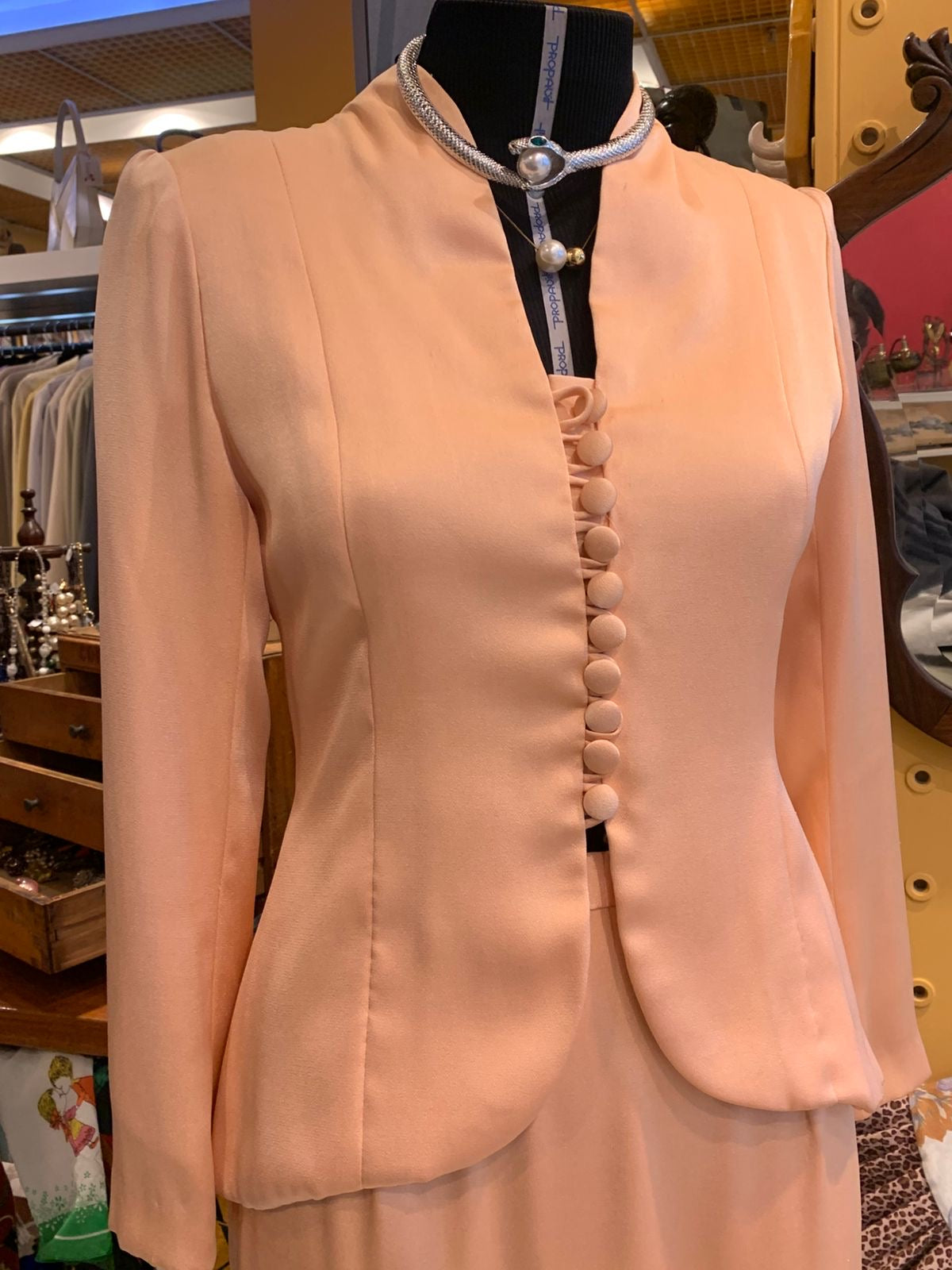 Conjunto de cetim cor salmão