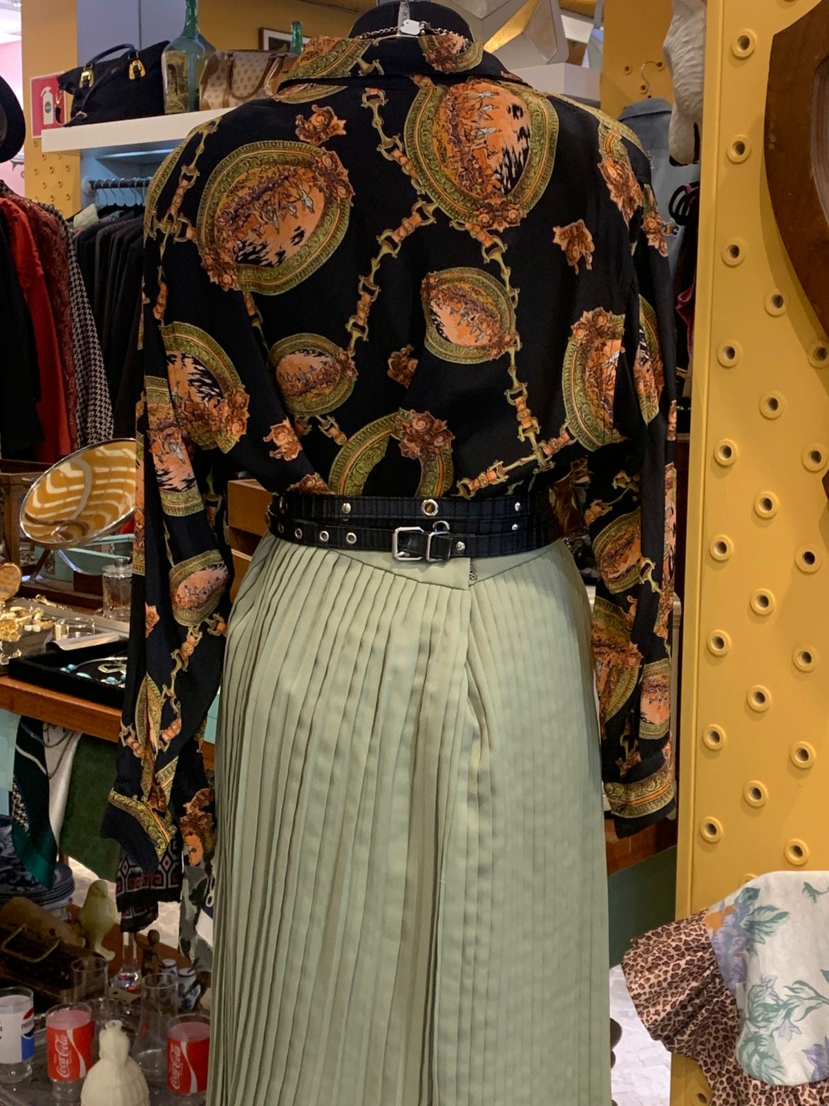 Camisa vintage preta estampada