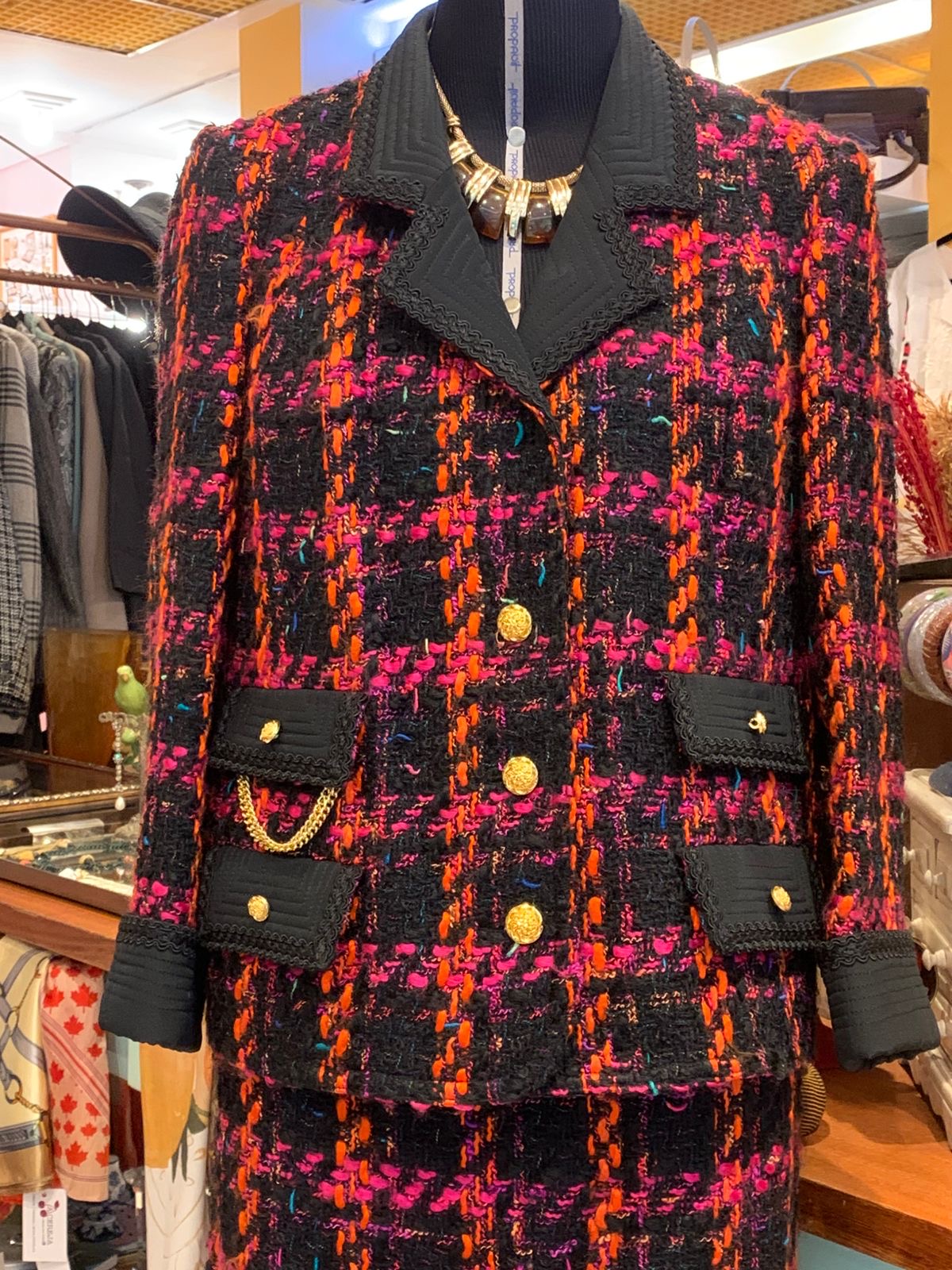 Conjunto de tweed vermelho