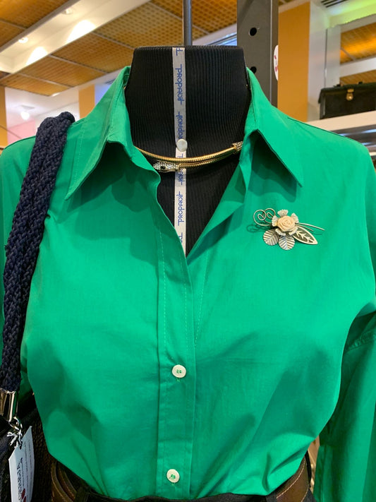 Broche dourado flor