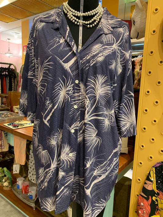 Camisa azul de poliamida estampada