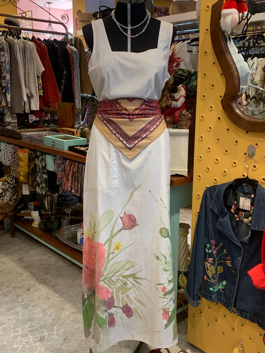 Vestido listradinho pintado a mão