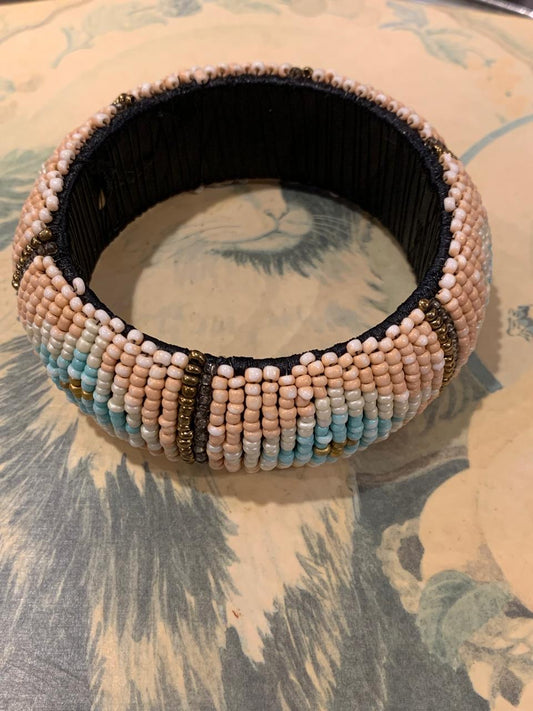 Pulseira em trama salmão com azul