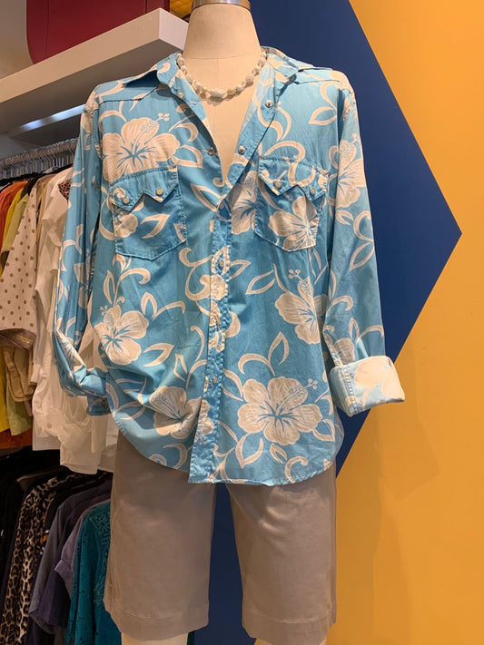 Camisa azul florida