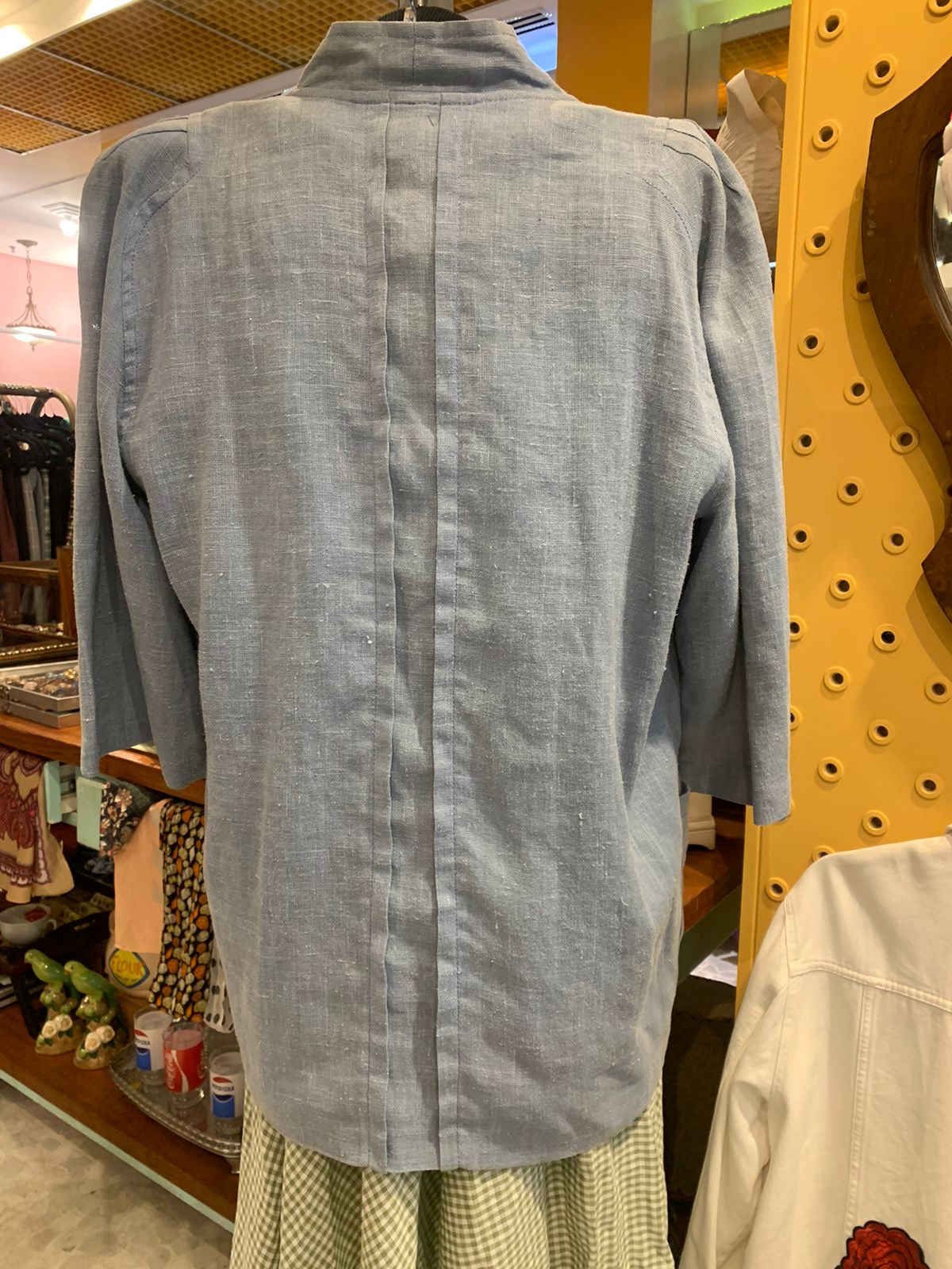 Kimono azul de linho