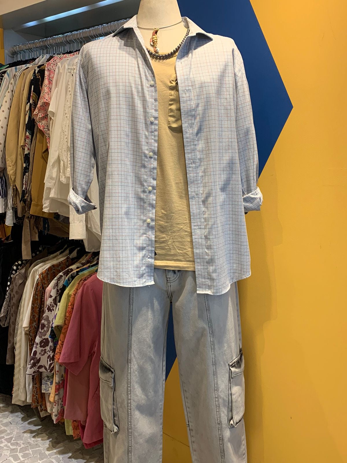 Camisa xadrez azul com marrom RALPH LAUREN