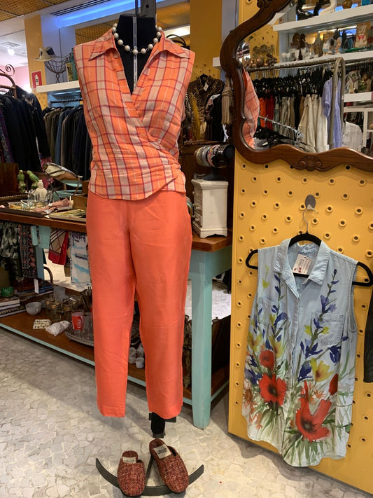 Conjunto de seda coral