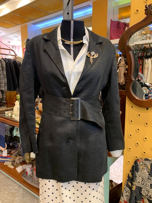 Blazer vintage de linho preto