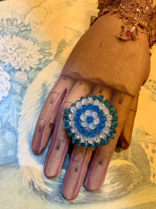 Anel ajustável upcycling miçangas olho grego