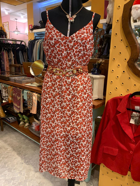 Vestido floral de alcinha vermelho