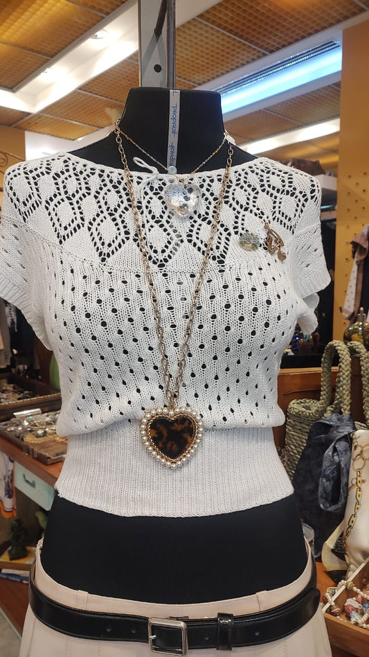 Blusa de tricô branco