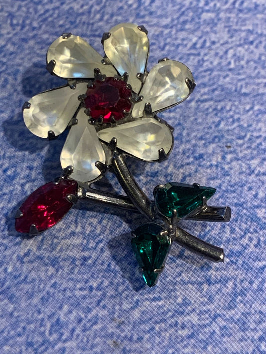 Broche flor cristais