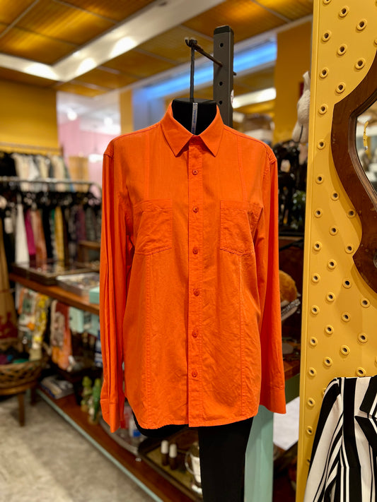 Camisa laranja manga longa Slim Fit