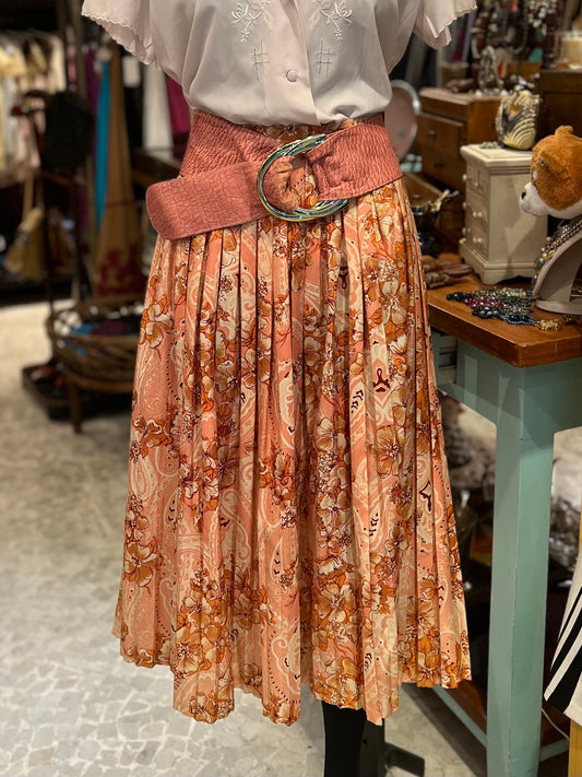 Saia vintage mide plissada floral