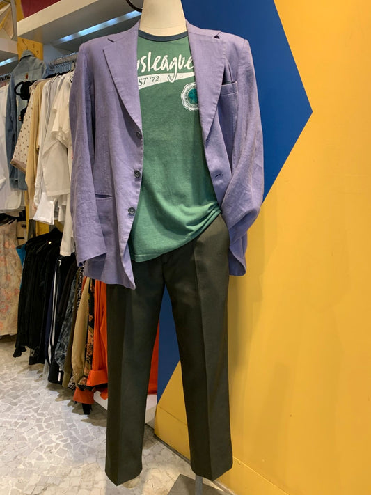 Blazer customizado de linho azul
