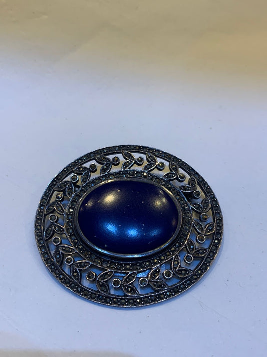 Broche pedra lápis-lazúli e prata