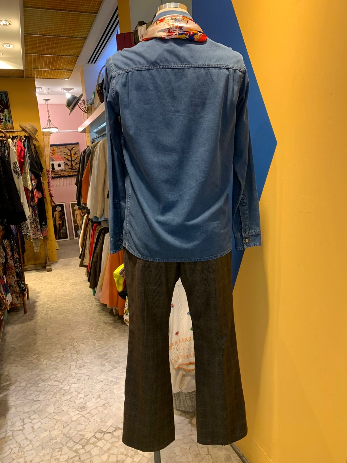 Calça alfaiataria xadrez masculina