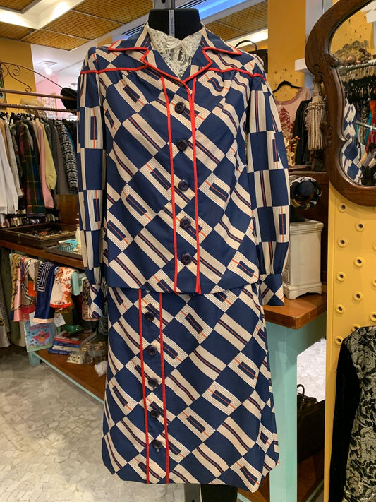 Conjunto azul e branco