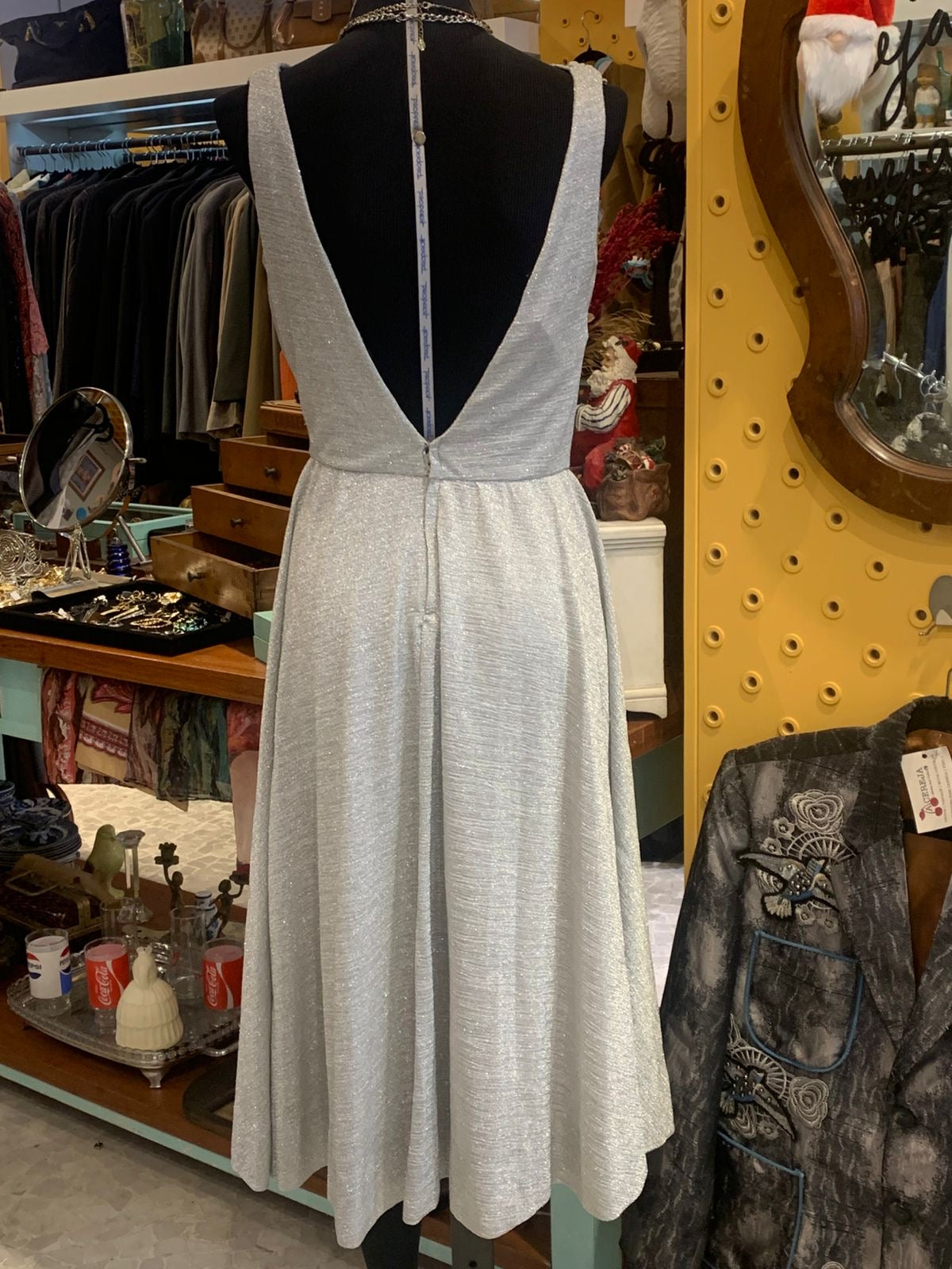 Vestido vintage de lurex prata