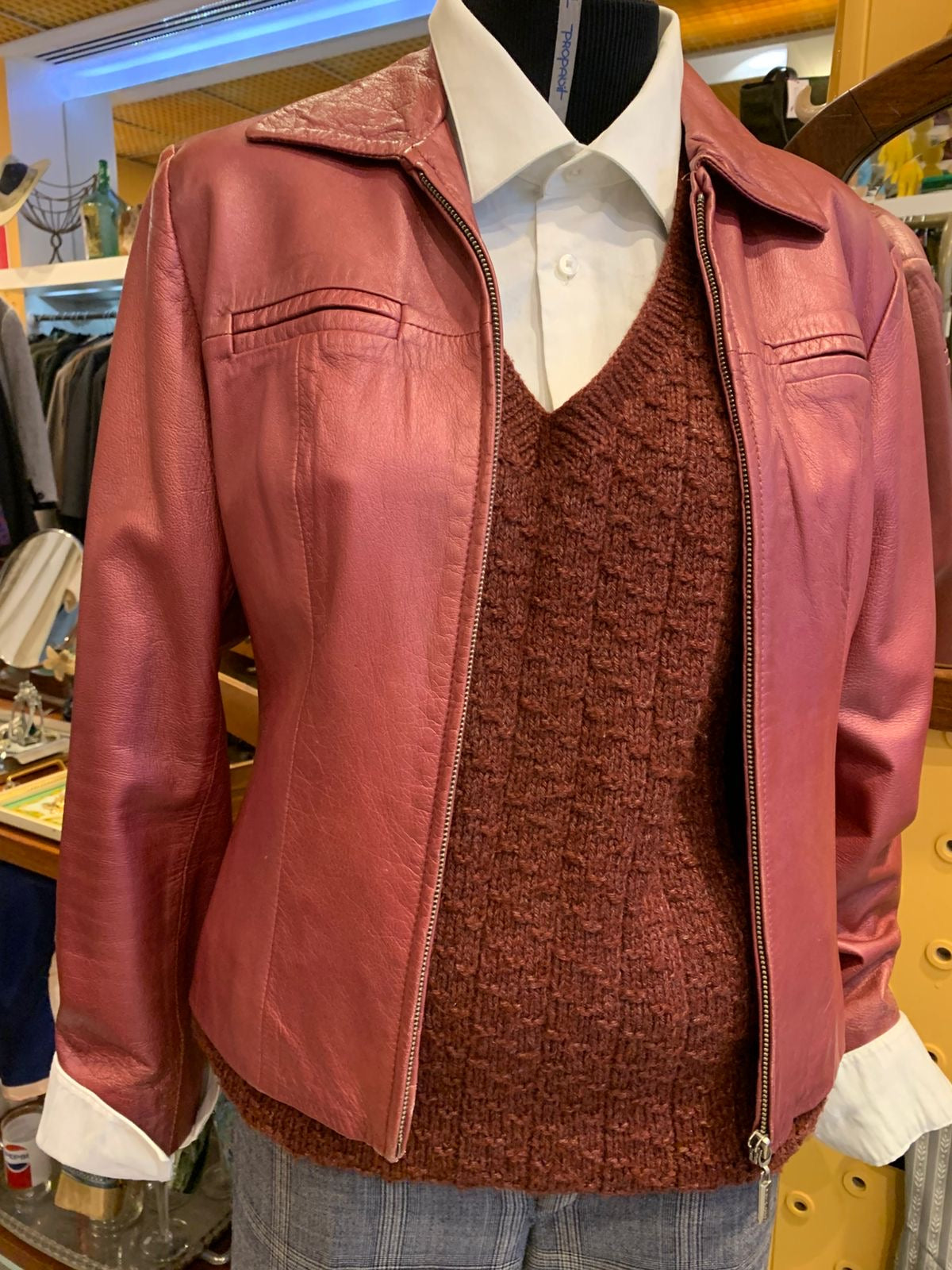 Jaqueta de couro rose