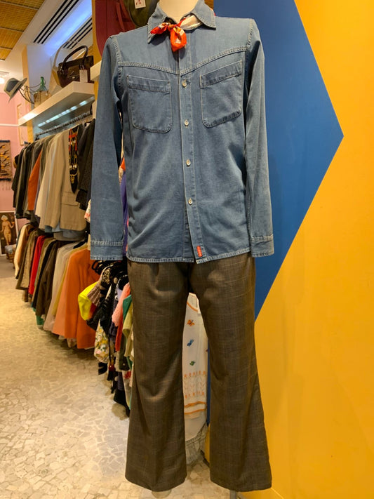Calça alfaiataria xadrez masculina