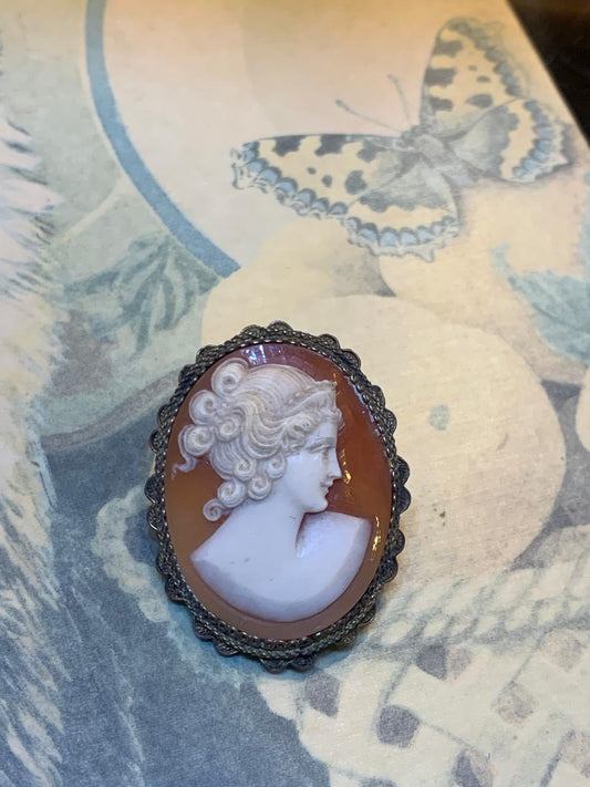 Broche vintage vitoriano rosa
