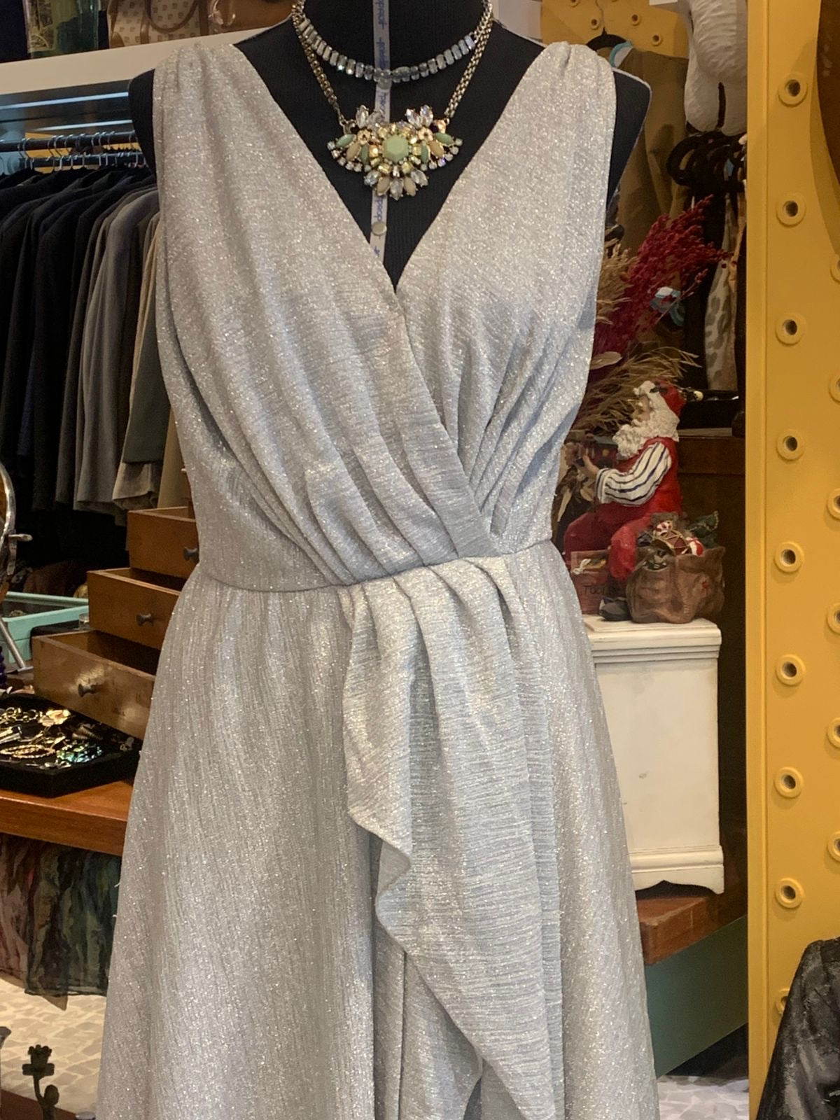 Vestido vintage de lurex prata