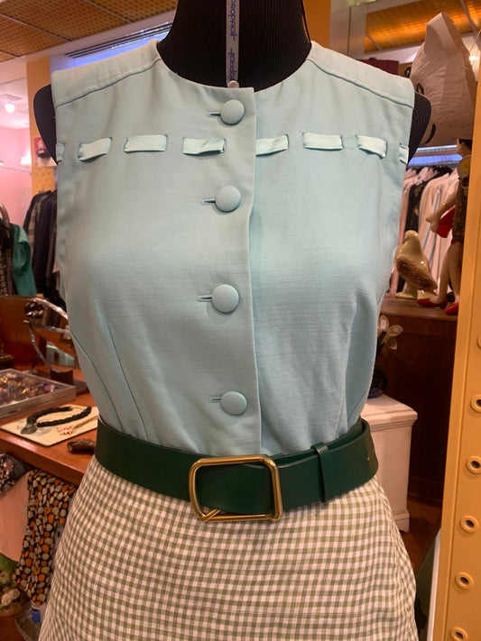 Blusa azul turquesa de botões
