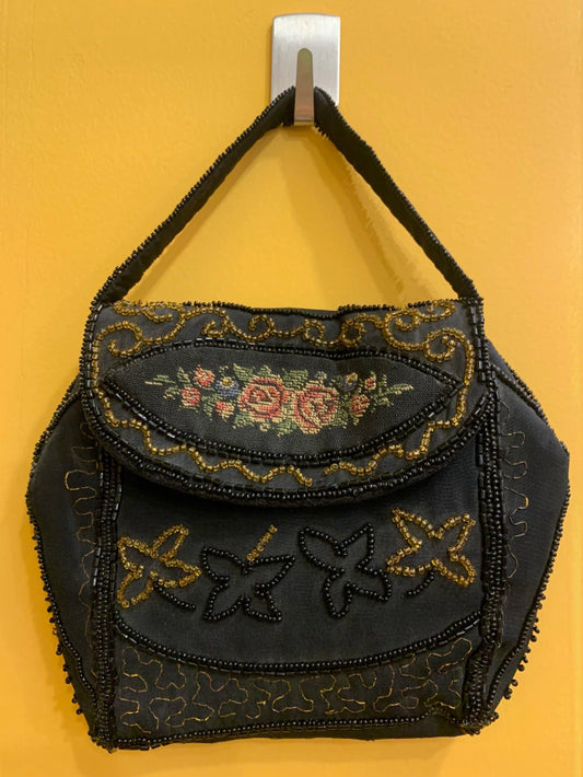 Mini bolsa vintage de mão,bordada a mão