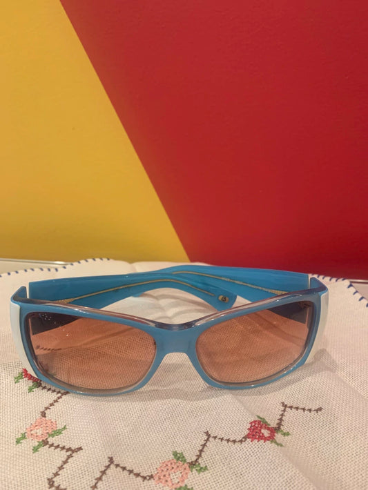 Óculos vintage azul com branco design italiano